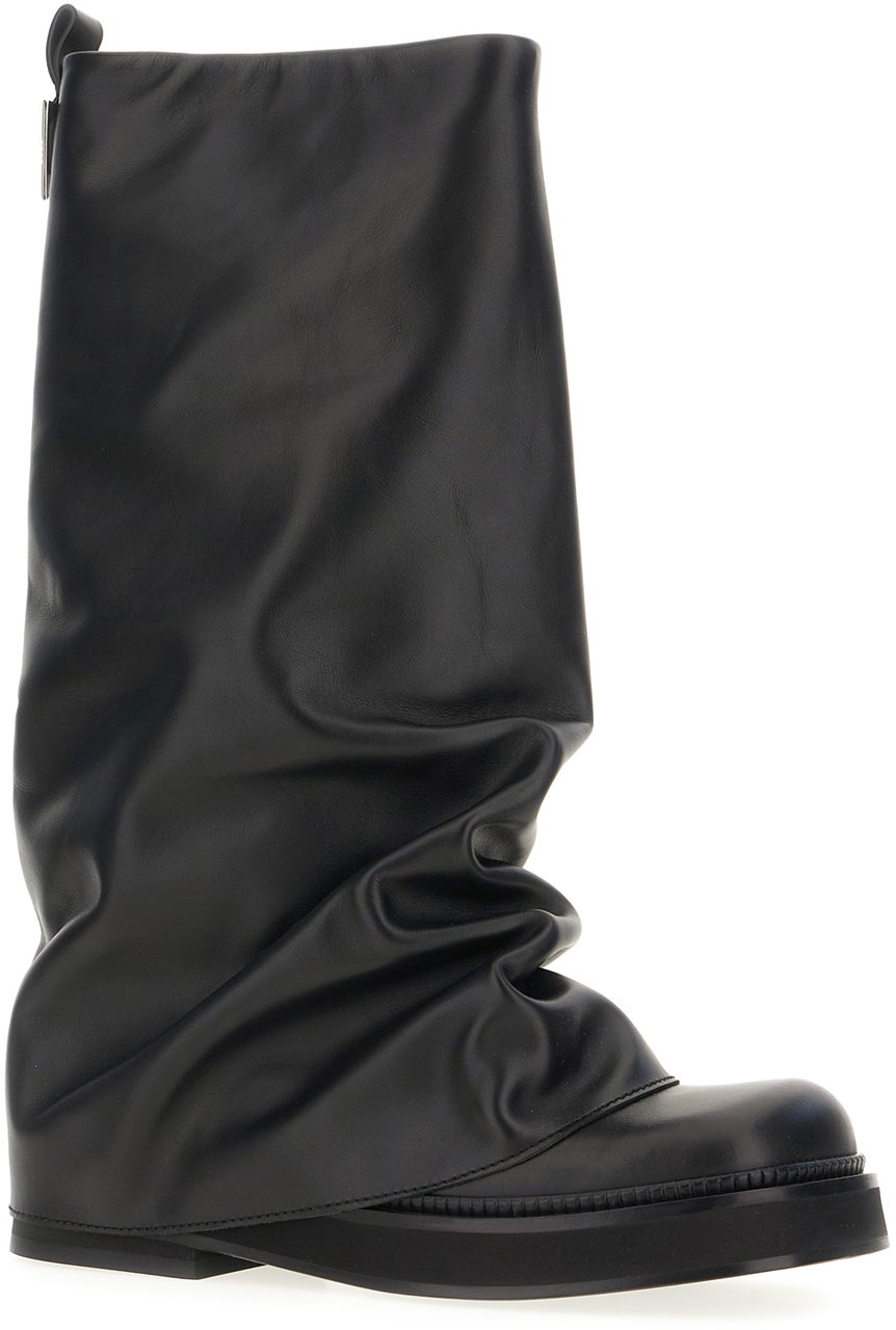 The Attico Black leather Robin boots Zwart