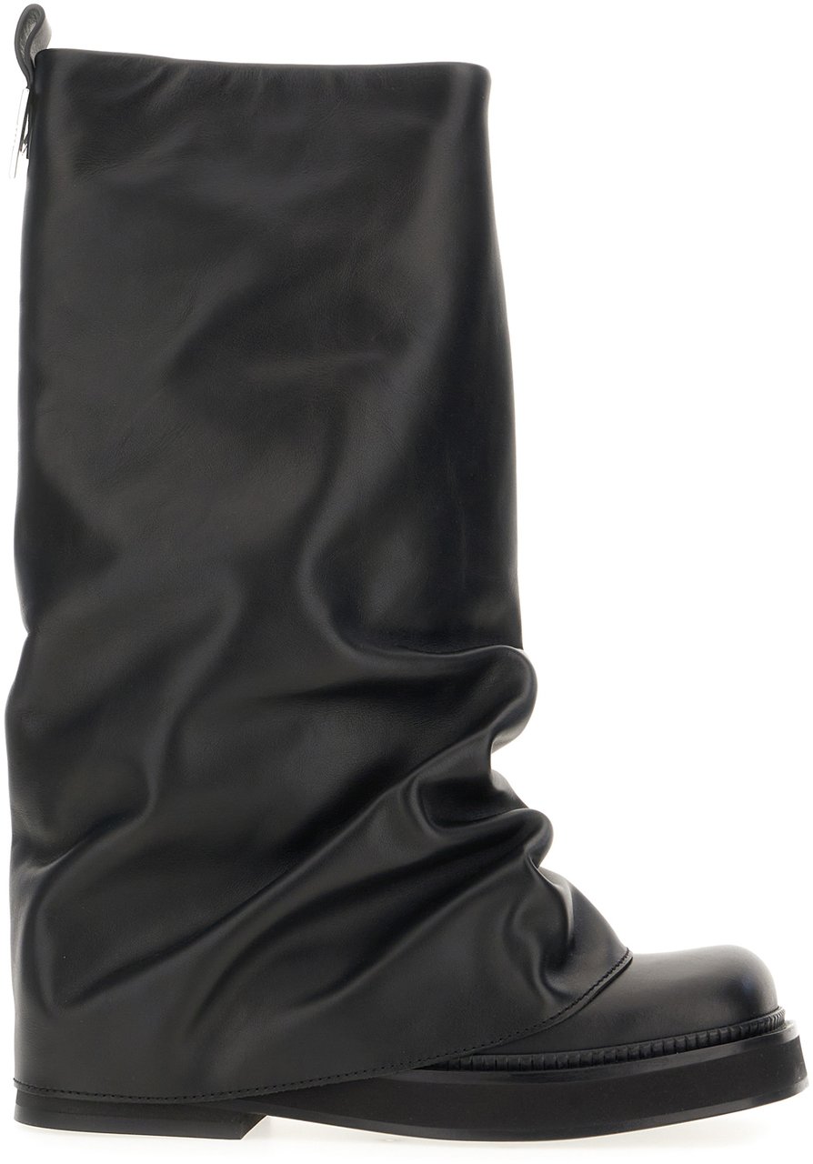 The Attico Black leather Robin boots Zwart