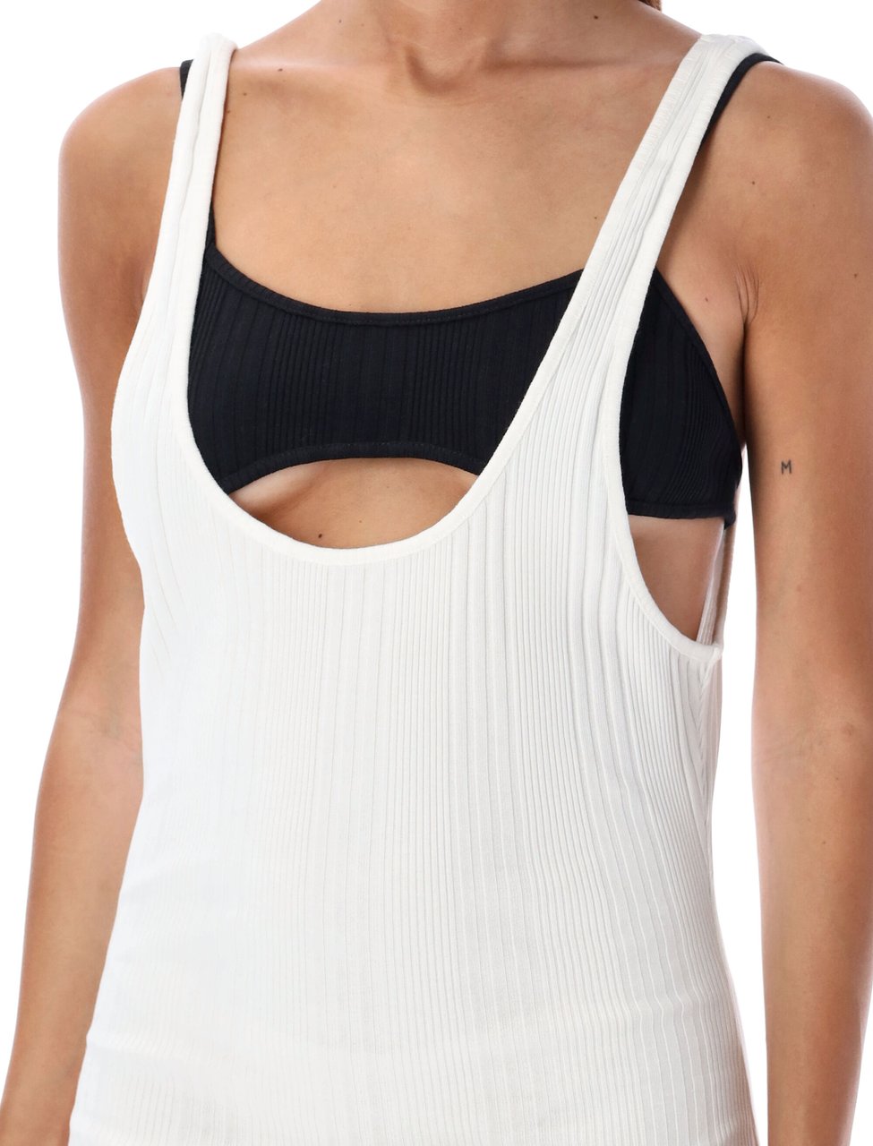 The Attico Jersey Mini Dress Bianco Wit