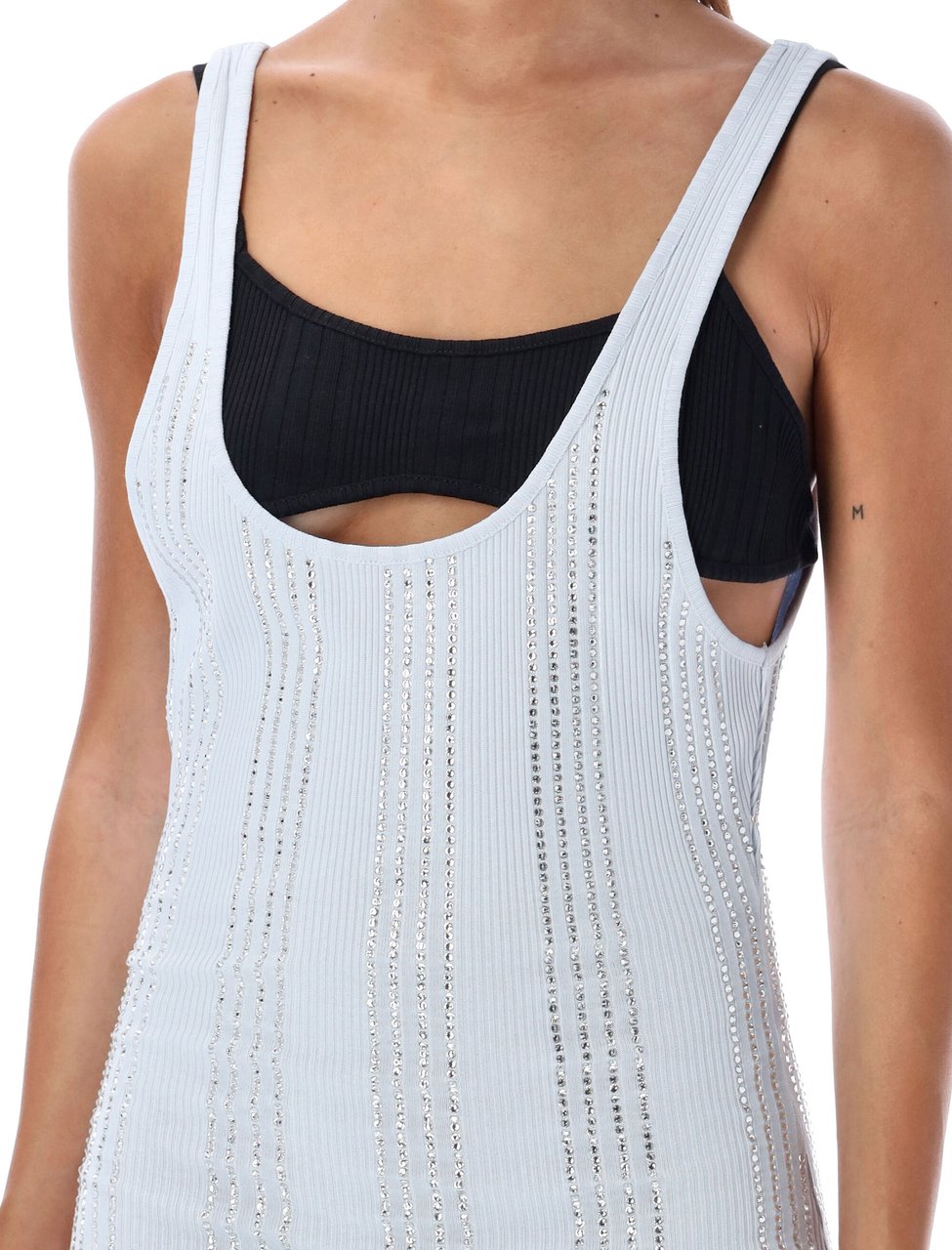 The Attico Jersey Mini Dress Strass Blu Blauw
