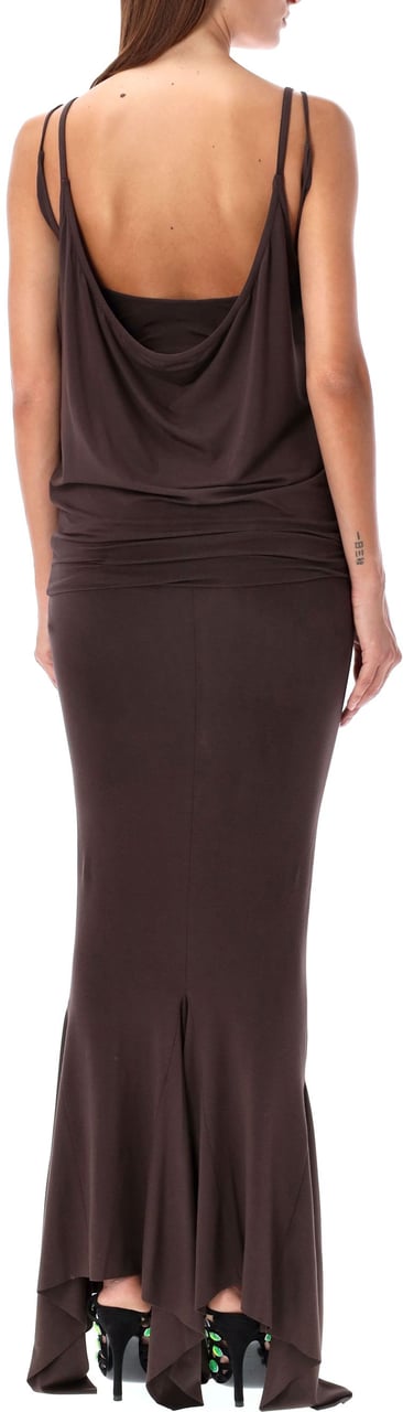 The Attico Midi Dress Dark Brown Bruin