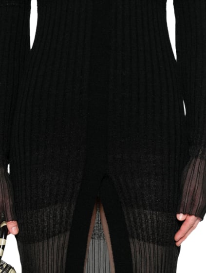 The Attico Midi Dress Black Degrade Zwart