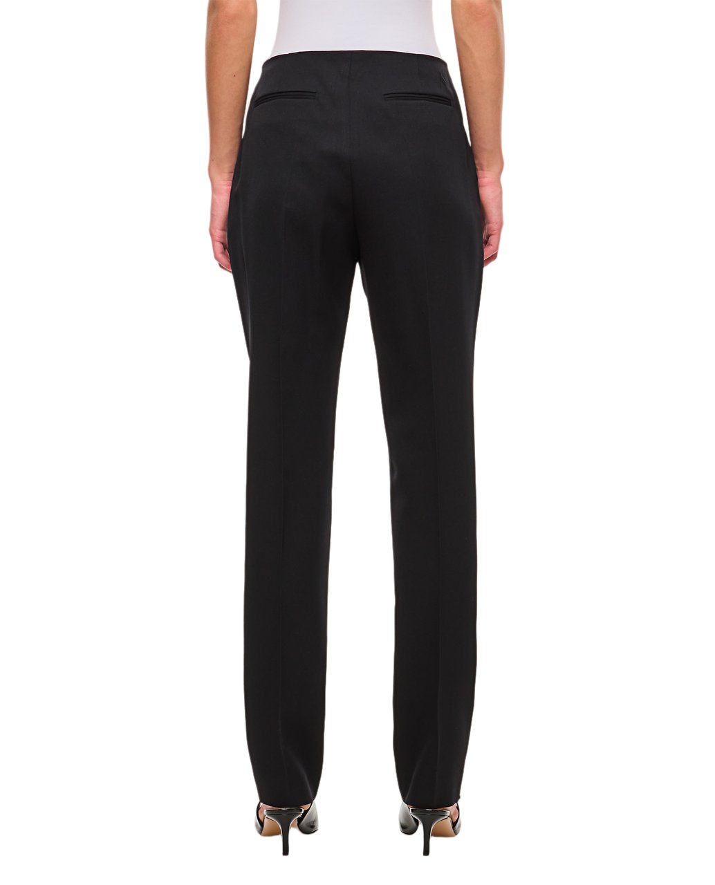 The Attico Wool Gabardine Straight Pants Zwart