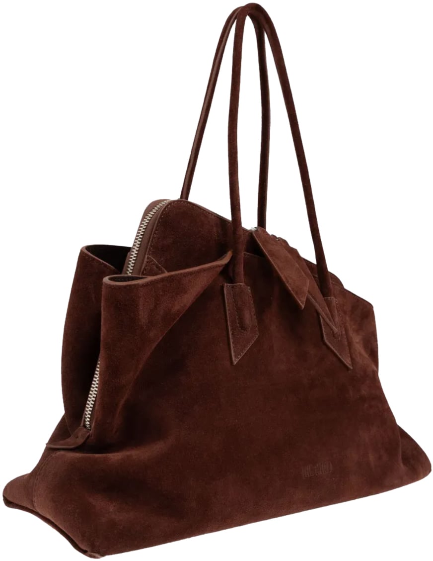 The Attico La Passeggiata Top Handle Suede Light Chocolate Bruin