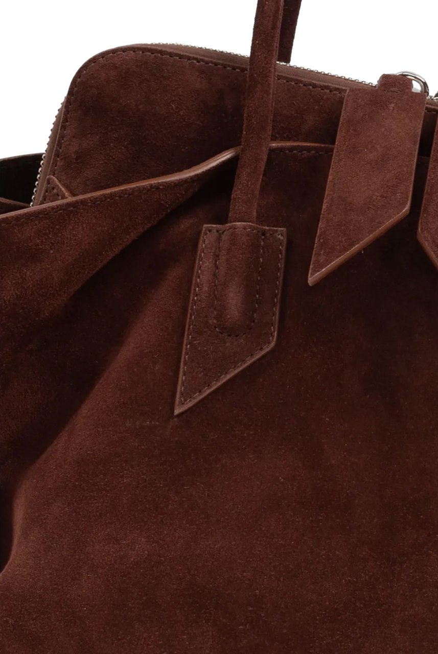 The Attico La Passeggiata Top Handle Suede Light Chocolate Bruin