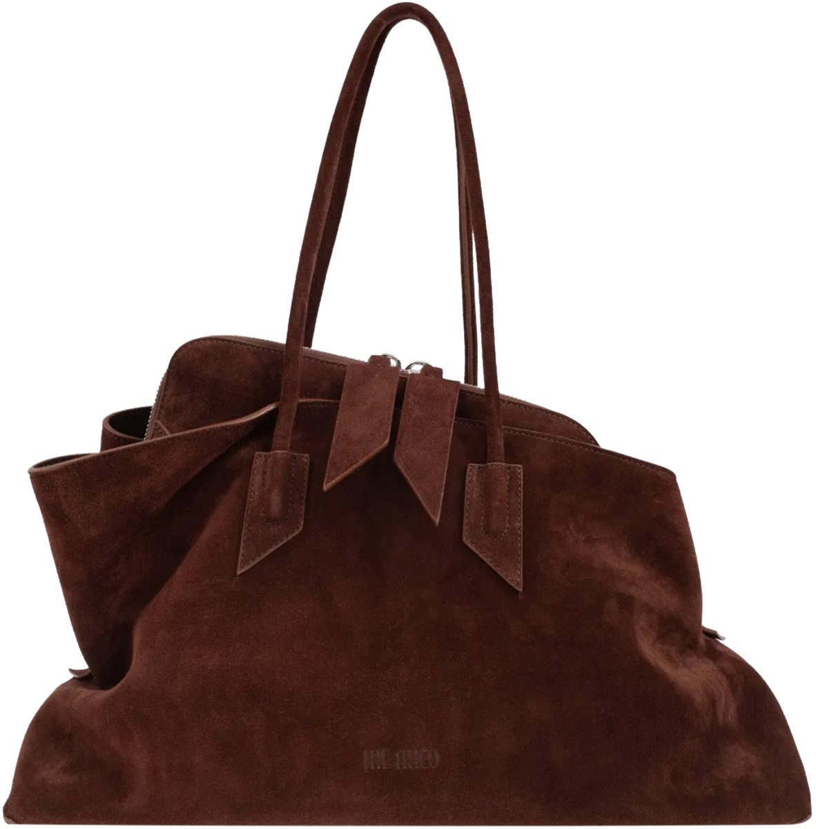 The Attico La Passeggiata Top Handle Suede Light Chocolate Bruin