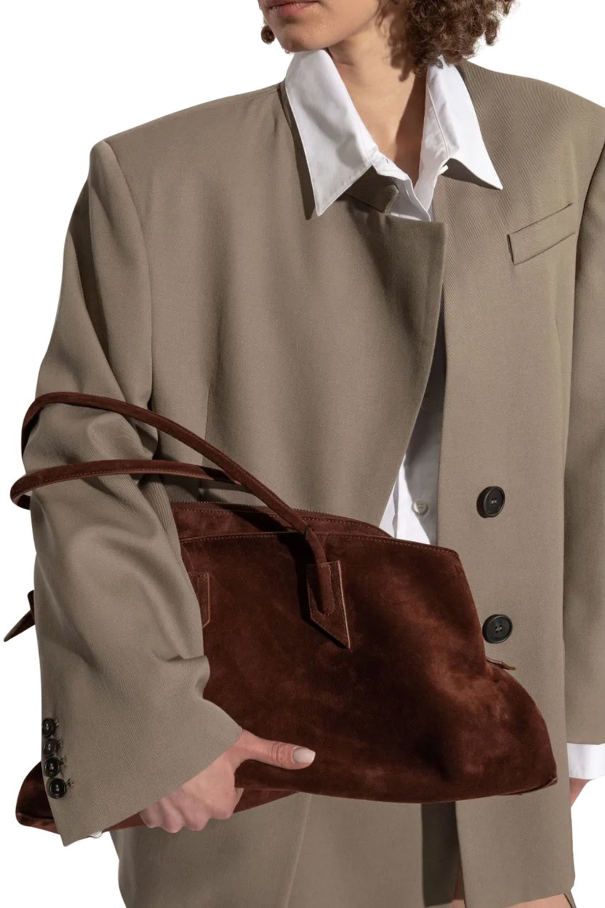 The Attico La Passeggiata Top Handle Suede Light Chocolate Bruin