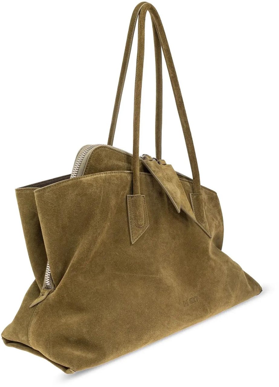 The Attico La Passeggiata Top Handle Suede Khaki Groen