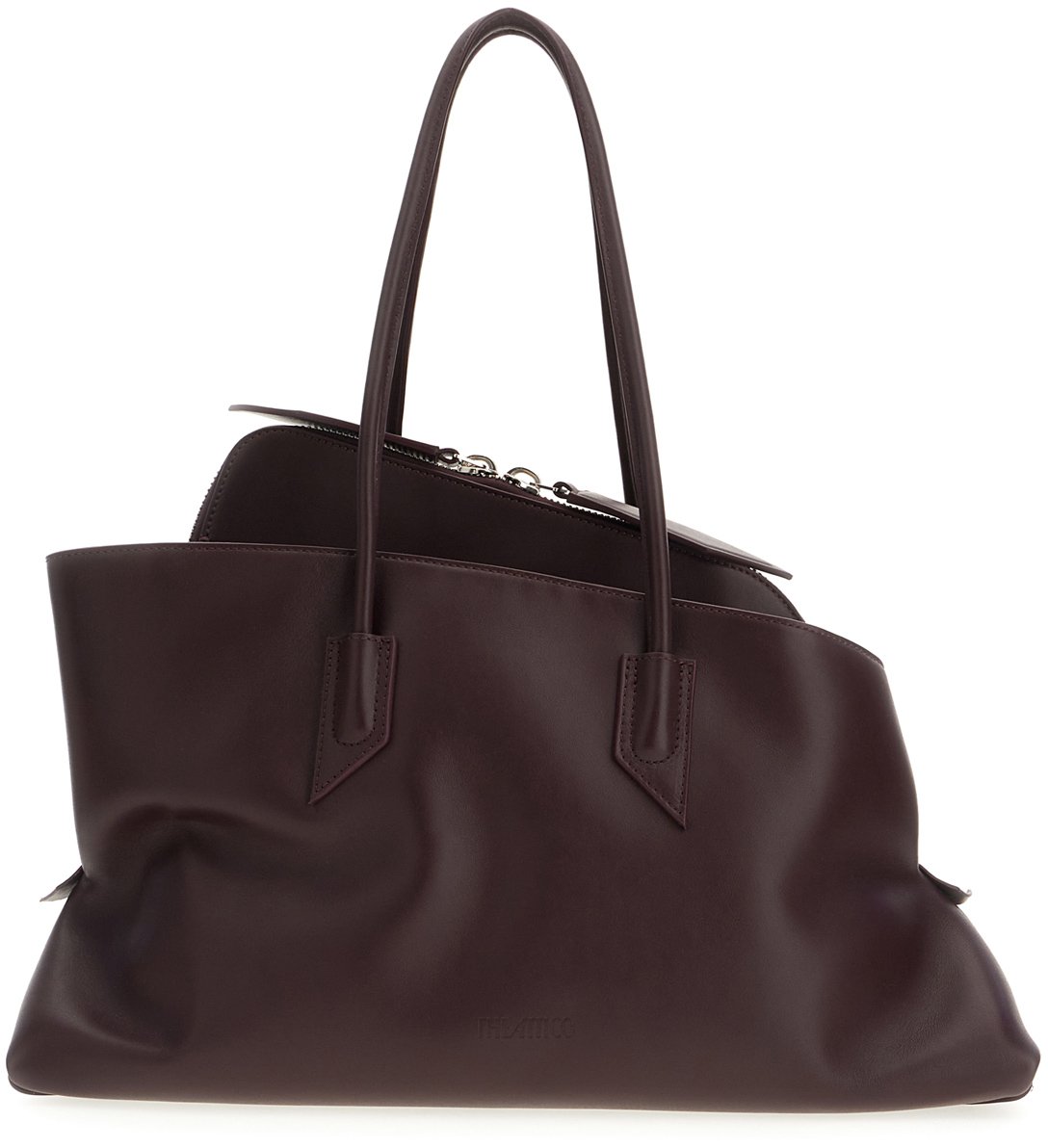 The Attico Plum leather La Passeggiata medium shoulder bag Rood