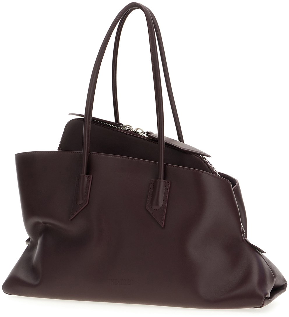 The Attico Plum leather La Passeggiata medium shoulder bag Rood