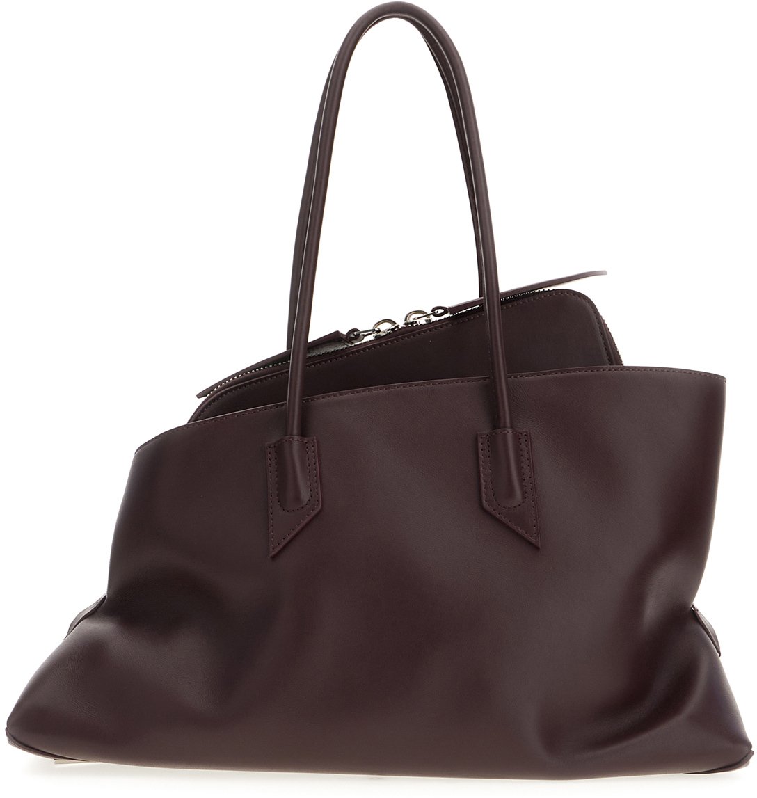 The Attico Plum leather La Passeggiata medium shoulder bag Rood