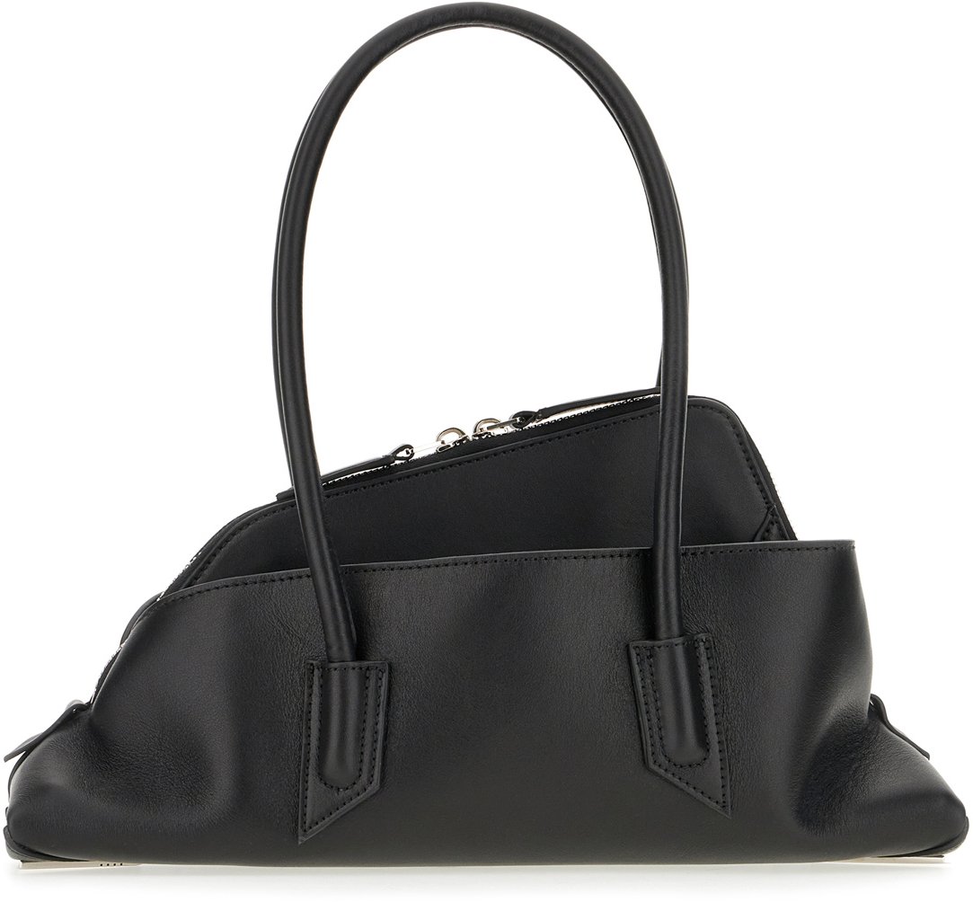 The Attico Black leather small La Passeggiata shoulder bag Zwart
