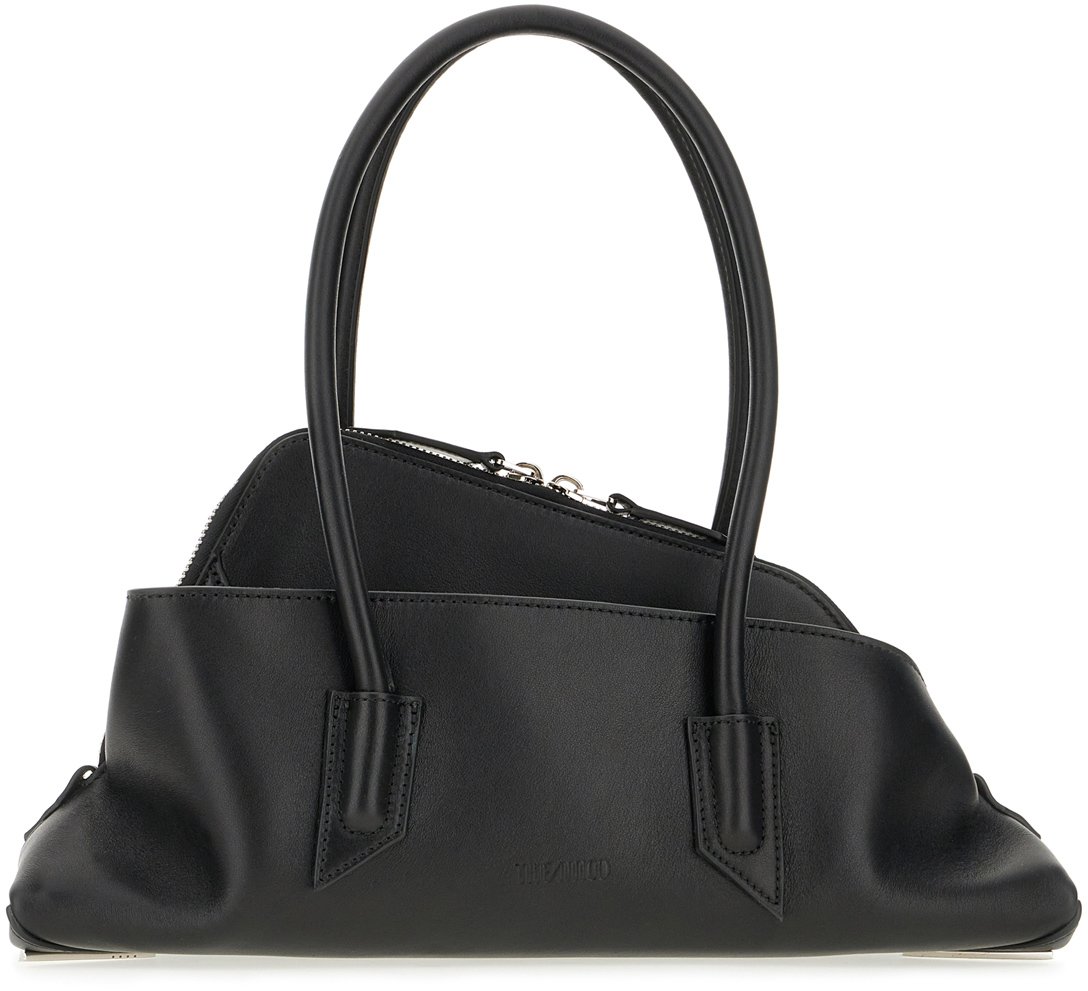 The Attico Black leather small La Passeggiata shoulder bag Zwart