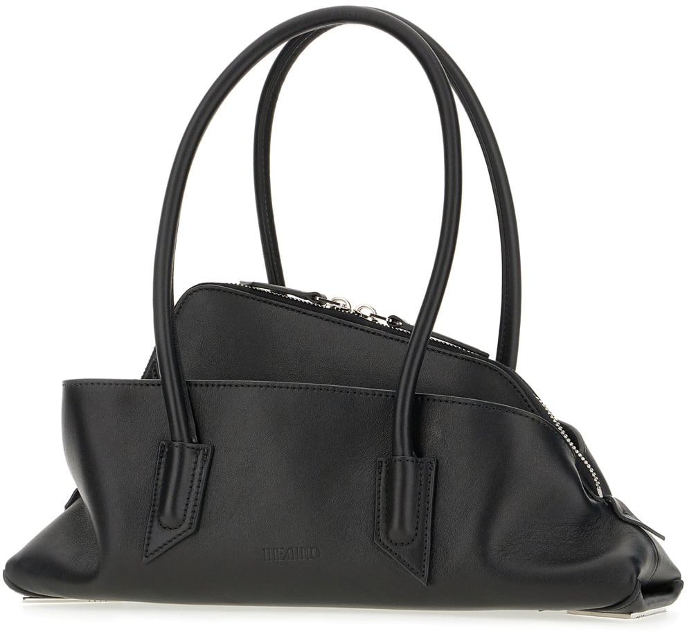 The Attico Black leather small La Passeggiata shoulder bag Zwart