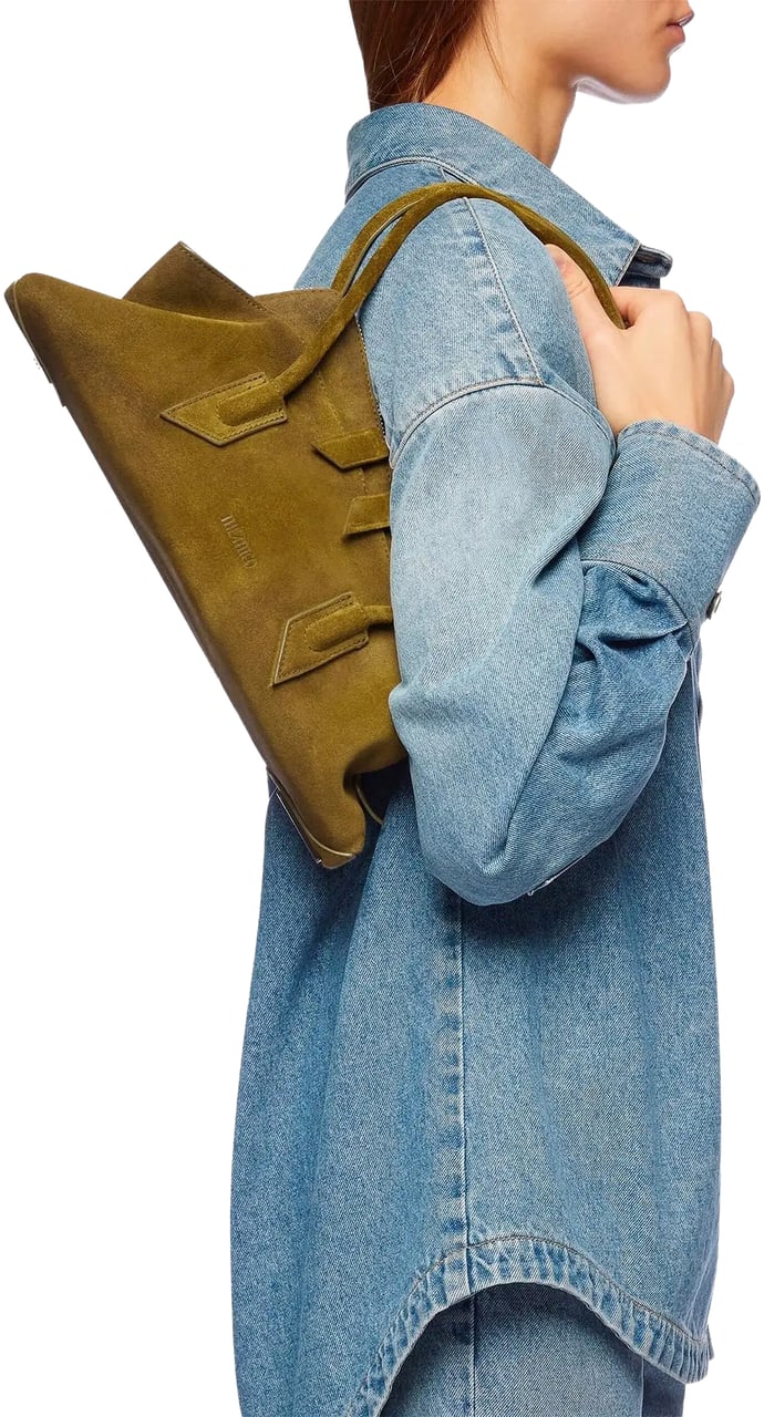 The Attico La Passeggiata Top Handle Small Khaki Groen