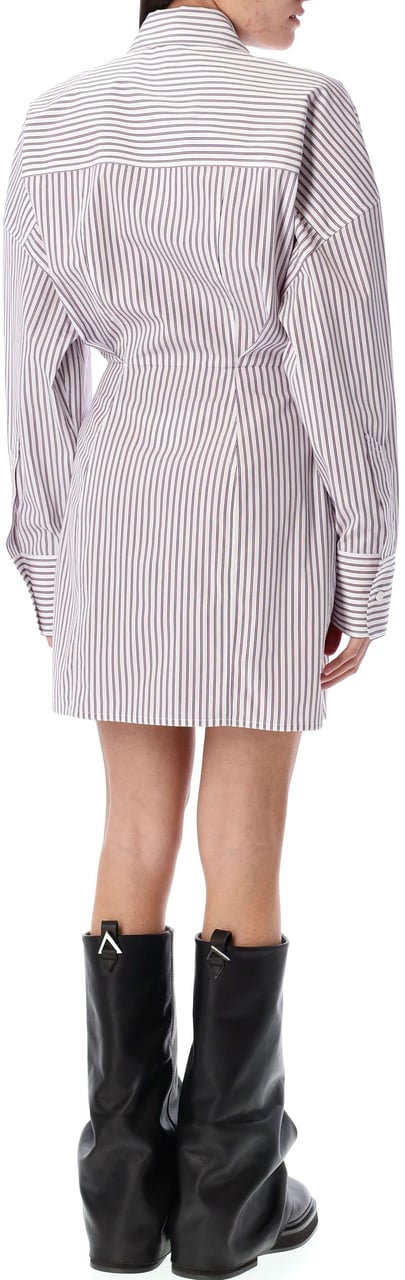 The Attico Popeline Shirt Dress White Purple Paars