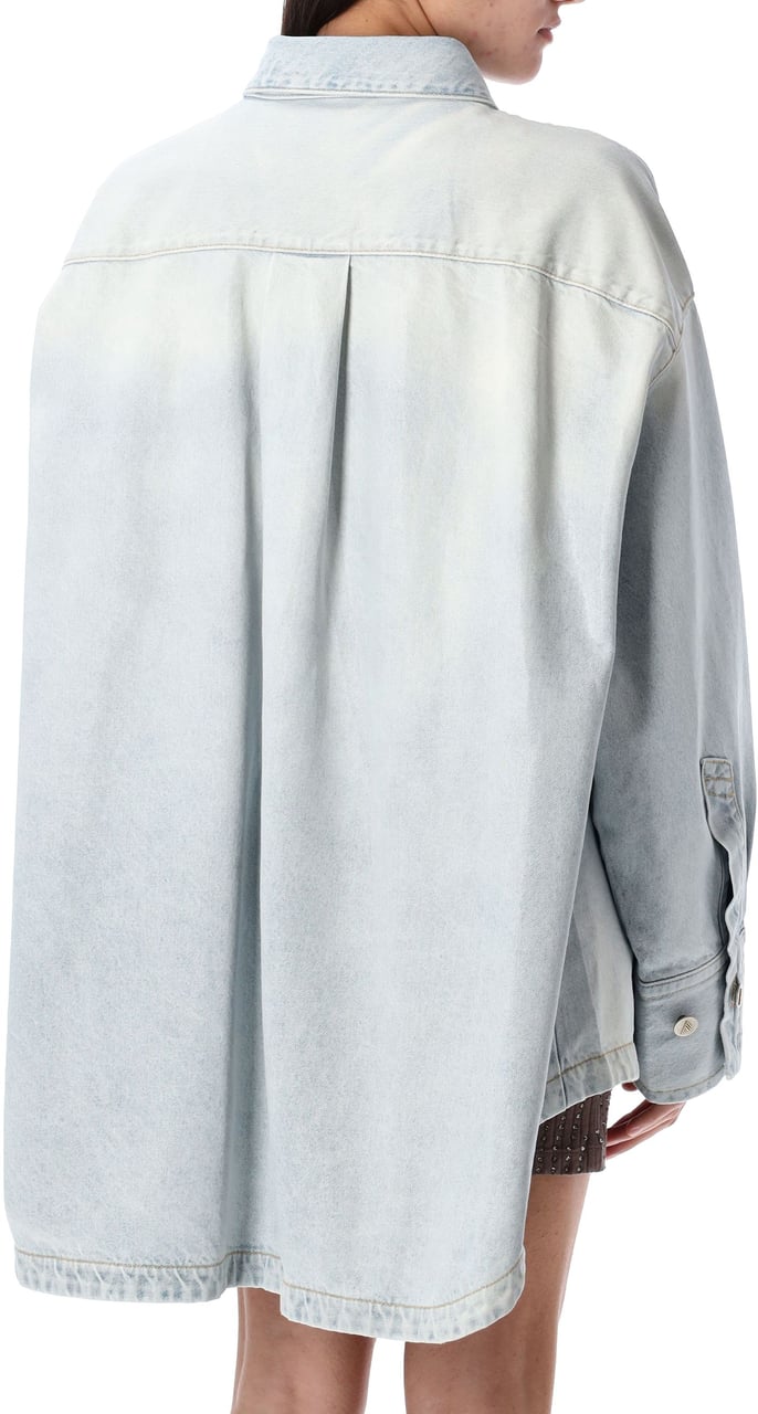 The Attico Diana Denim Shirt Glossy Blu Blauw