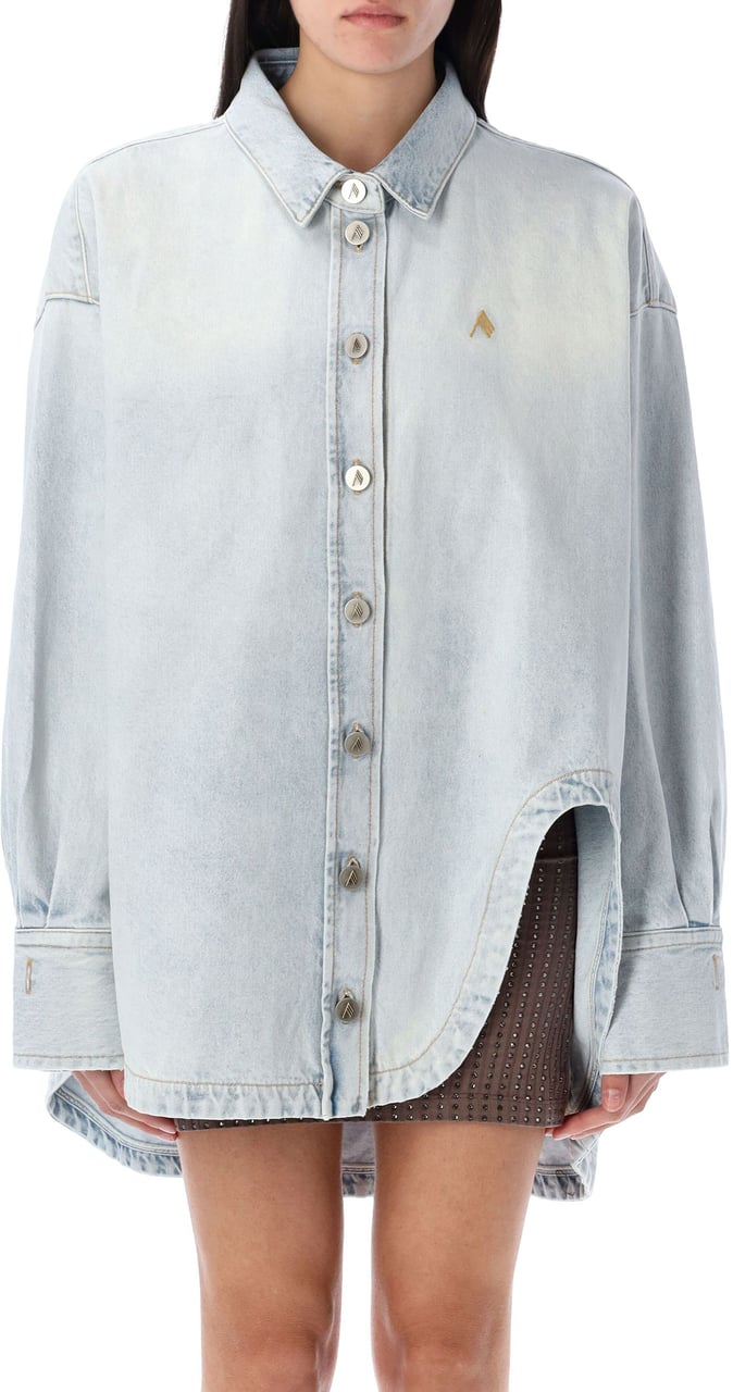 The Attico Diana Denim Shirt Glossy Blu Blauw