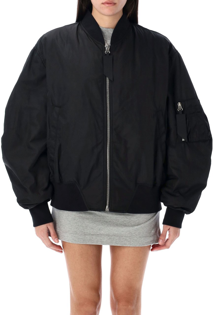 The Attico Anja Bomber Nylon Nero Zwart