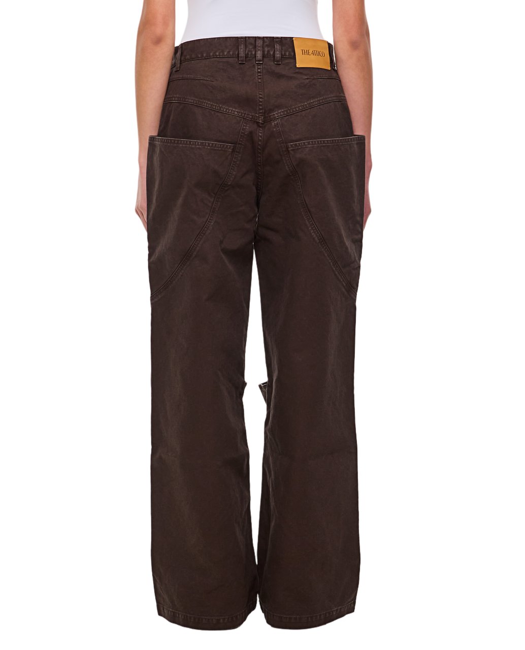 The Attico Baggy Long Trousers With Overlapping Panels And Pocket Details Bruin