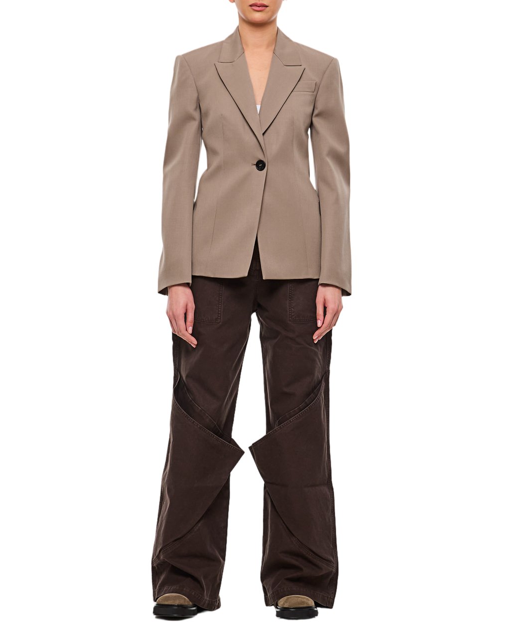 The Attico Baggy Long Trousers With Overlapping Panels And Pocket Details Bruin
