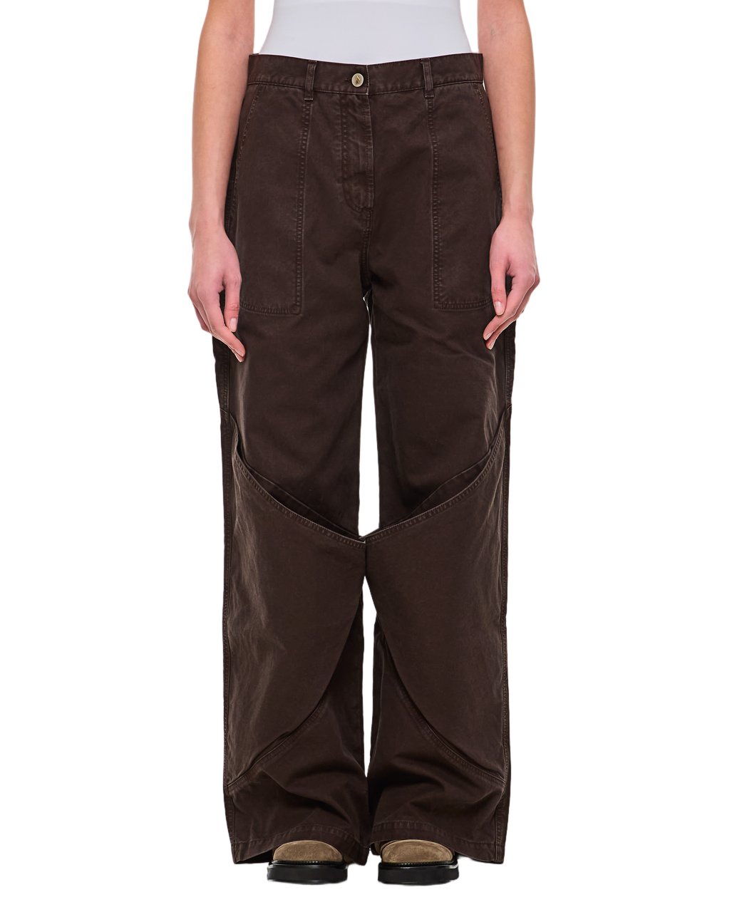 The Attico Baggy Long Trousers With Overlapping Panels And Pocket Details Bruin
