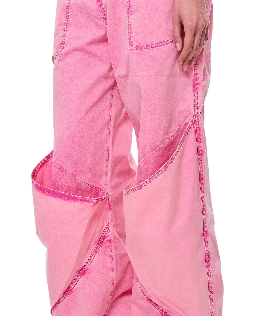 The Attico Baggy Long Trousers With Curved Panel Detailing And Logo Embroidery Roze