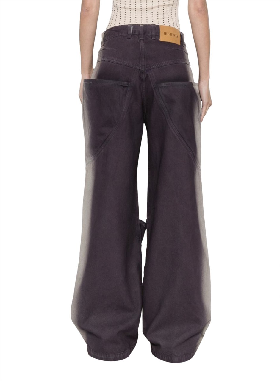 The Attico Long Pant Purple/white Wit