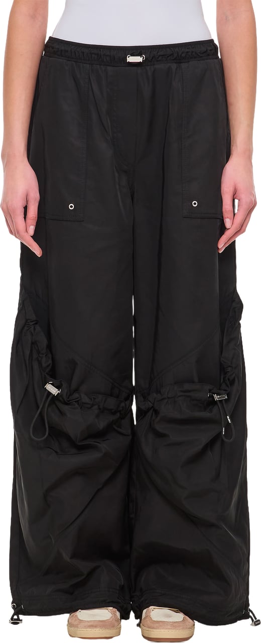 The Attico Oversized Nylon Trousers With Utility Pockets And Adjustable Hem Zwart
