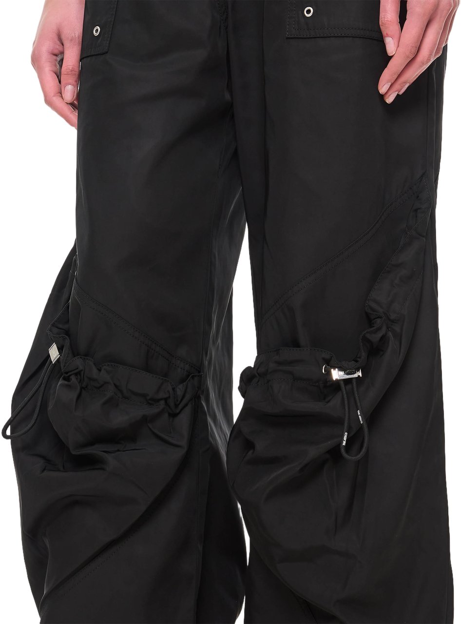 The Attico Oversized Nylon Trousers With Utility Pockets And Adjustable Hem Zwart
