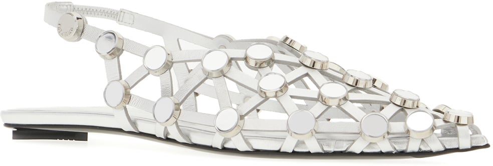 The Attico The Attico Silver nappa leather Grid ballerinas Zilver