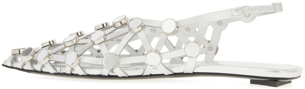 The Attico The Attico Silver nappa leather Grid ballerinas Zilver