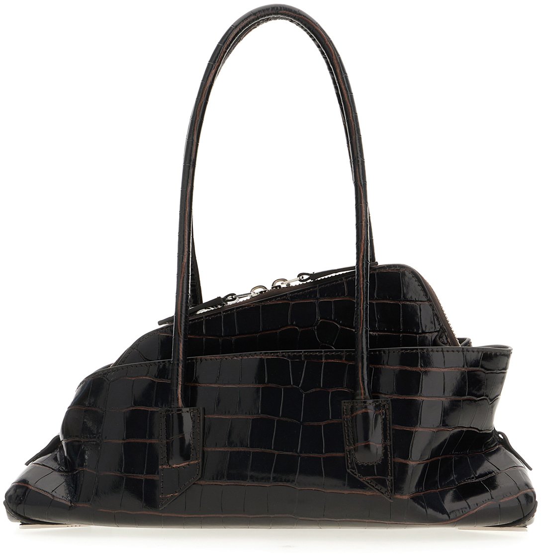 The Attico Black leather small La Passeggiata shoulder bag Zwart