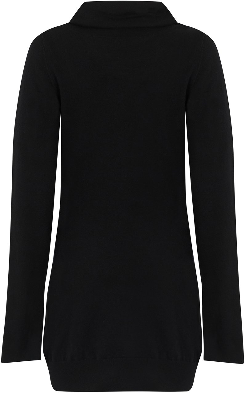 The Attico Asymmetric dress in wool and cashmere Zwart