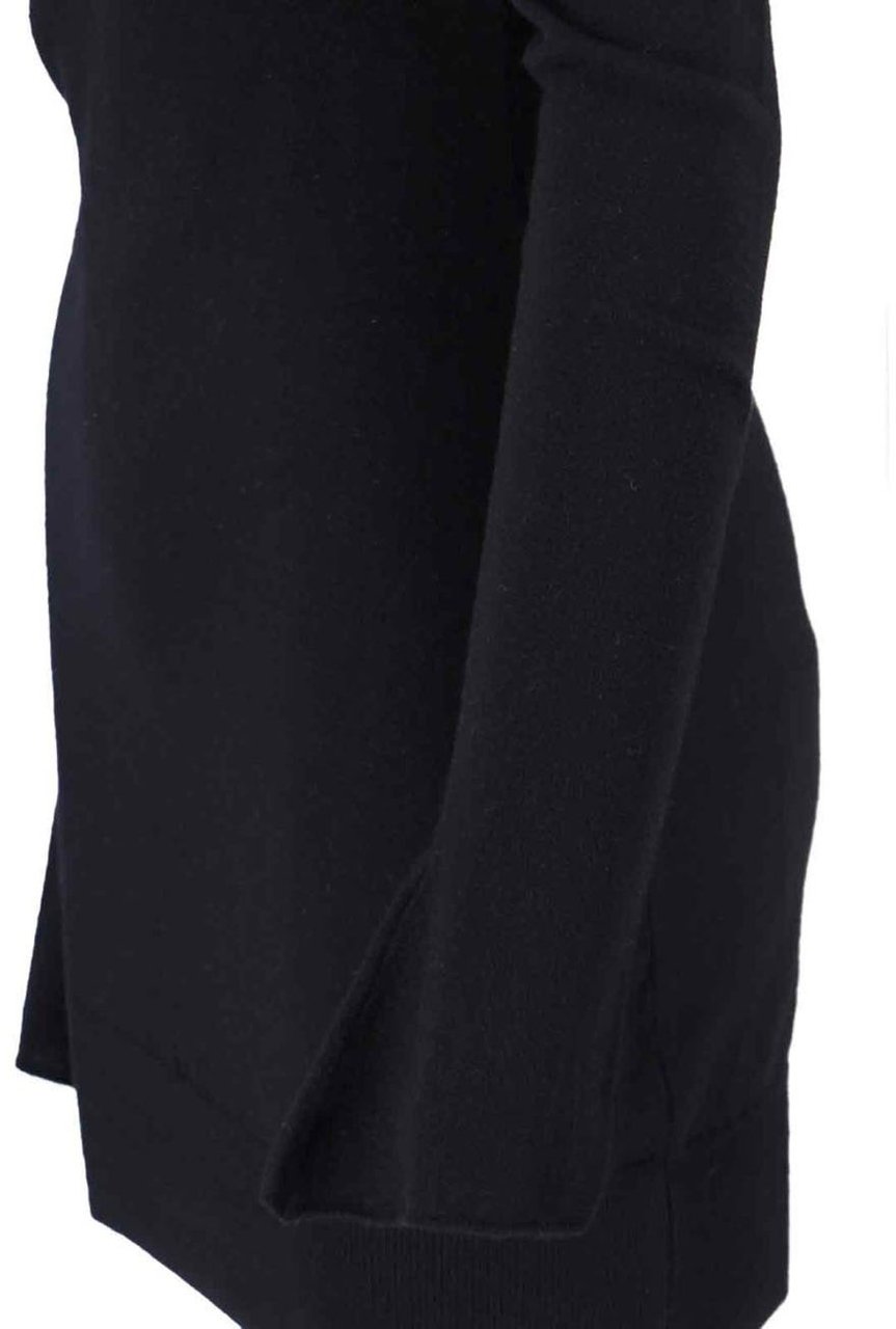 The Attico Asymmetrical Collar Black Dress With Logo Embroidery Zwart