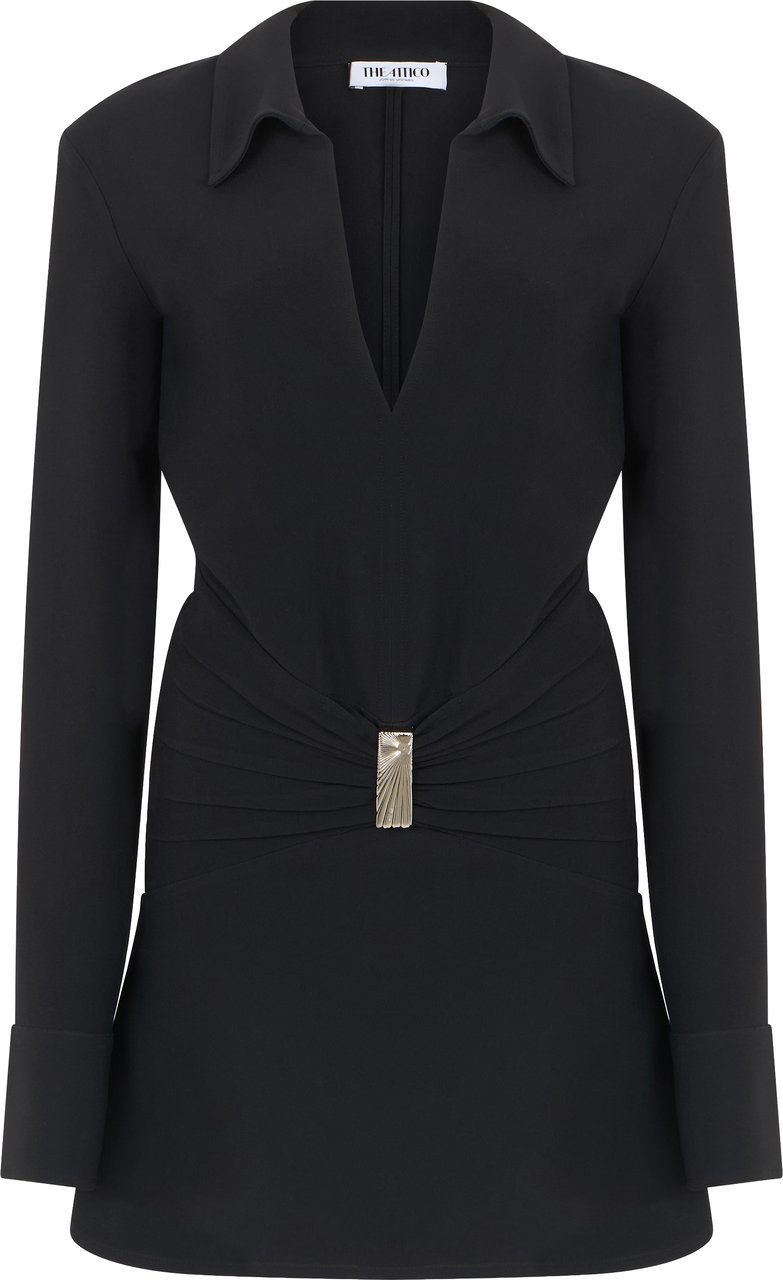 The Attico crepe chemisier dress Zwart