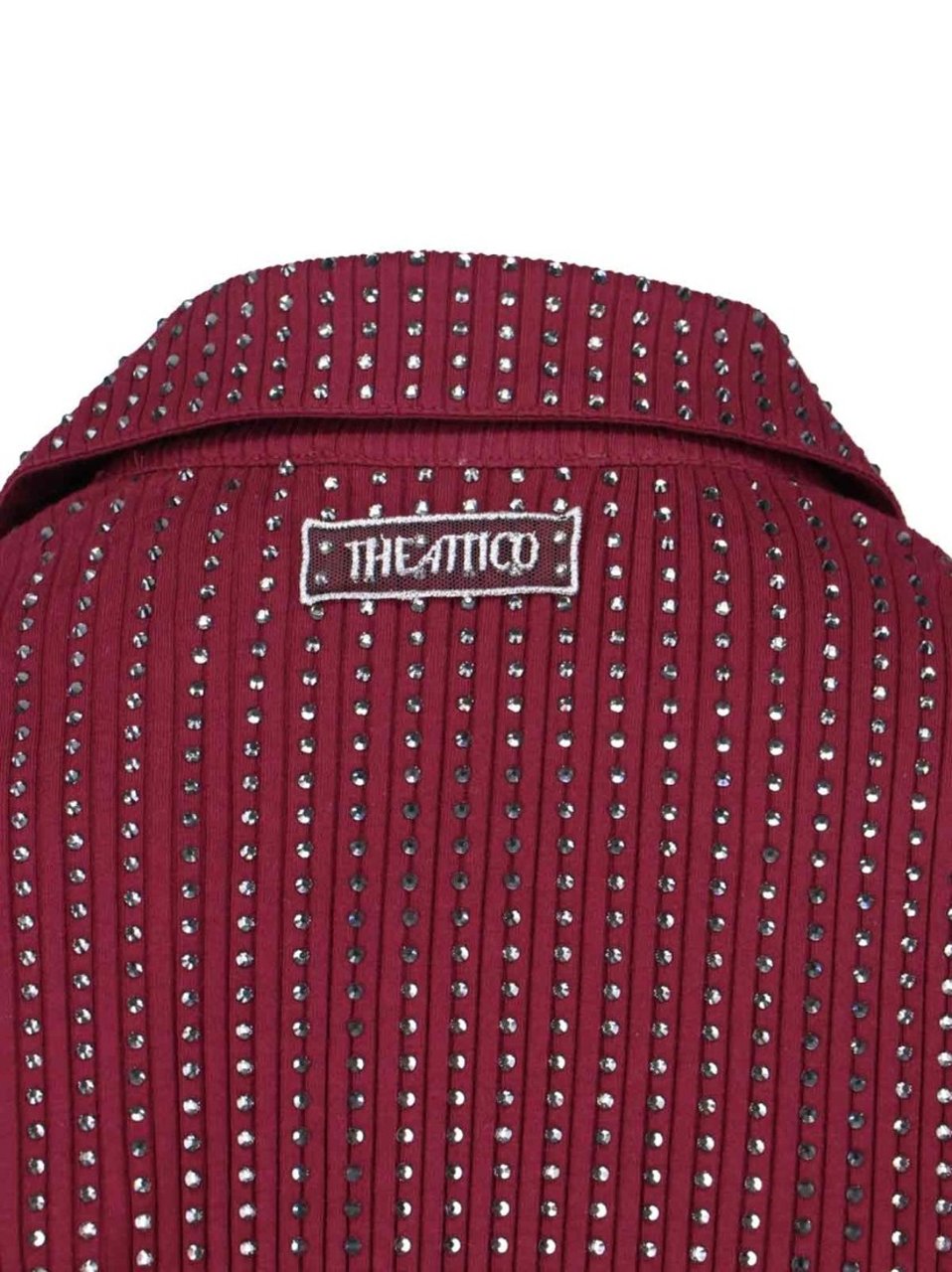 The Attico Mini Dress With Deep V-Neckline Maroon