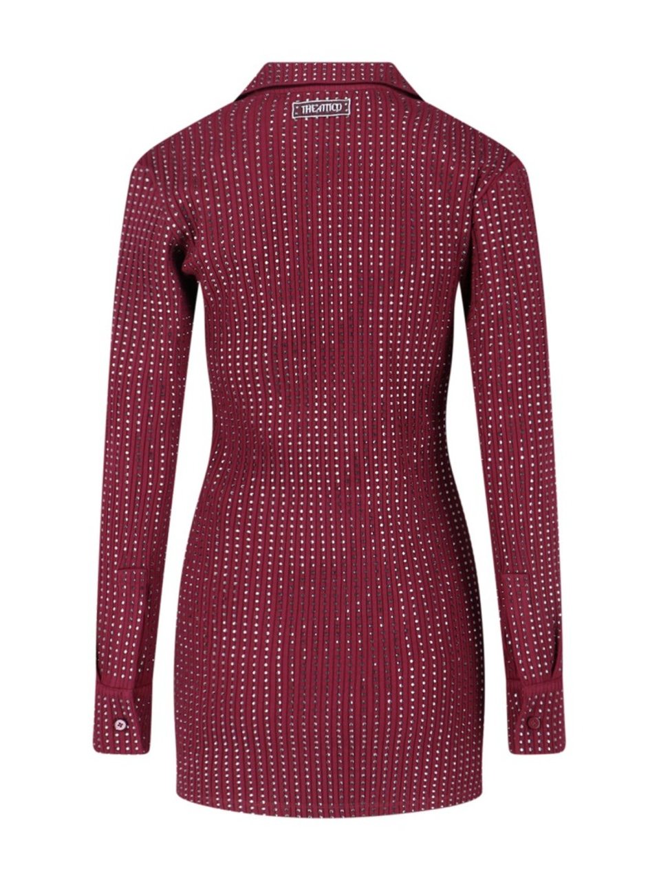 The Attico Mini Dress With Deep V-Neckline Maroon