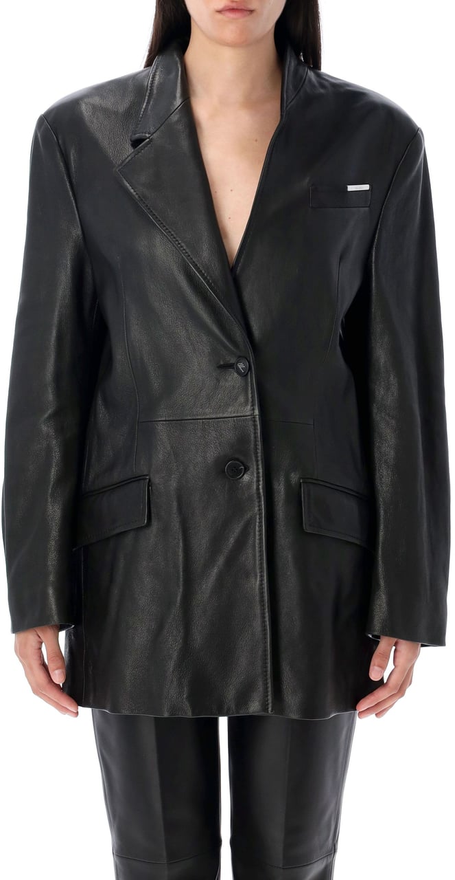 The Attico Jacket Leather Nero Zwart