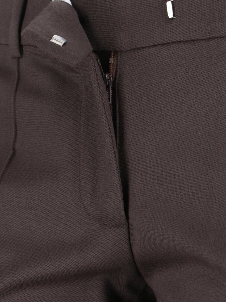 The Attico High-Waisted Bootcut Trousers With Silver Logo Detail Bruin