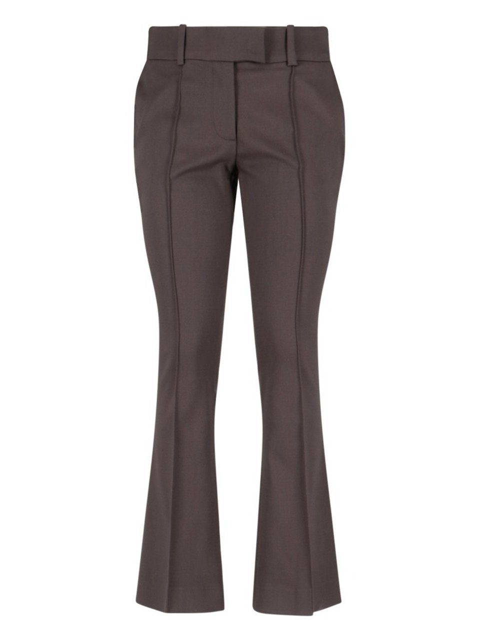 The Attico High-Waisted Bootcut Trousers With Silver Logo Detail Bruin