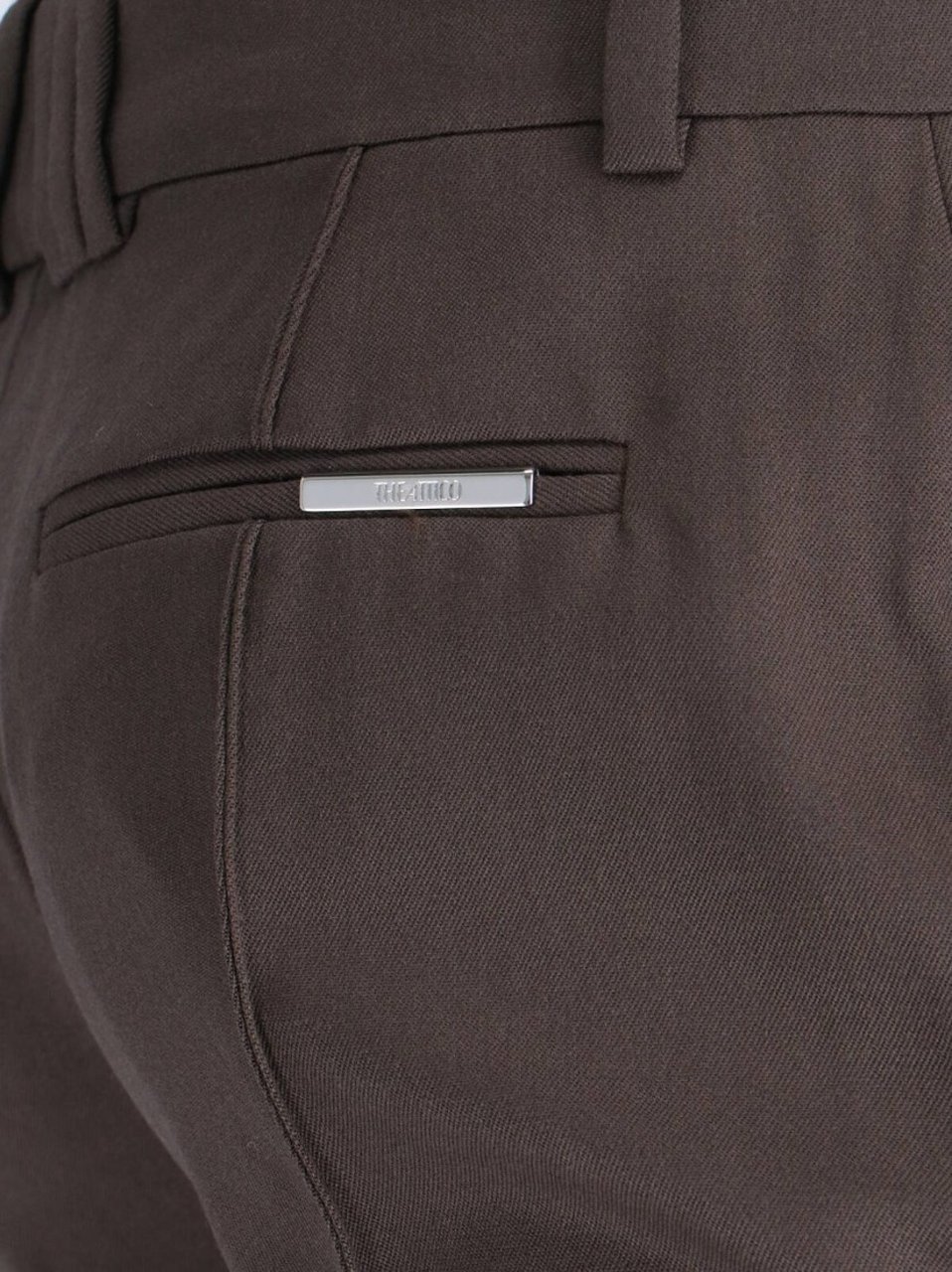 The Attico High-Waisted Bootcut Trousers With Silver Logo Detail Bruin