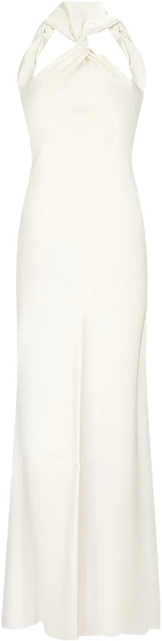 The Attico Midi Dress Satin Ivory Wit