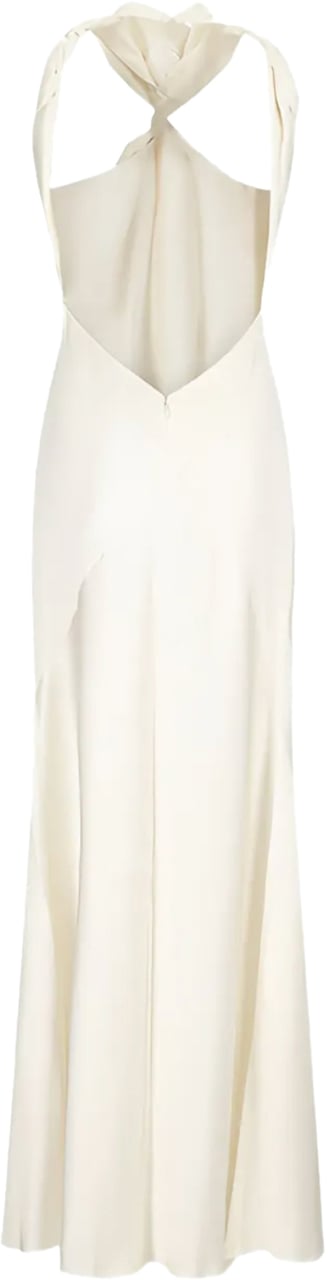 The Attico Midi Dress Satin Ivory Wit