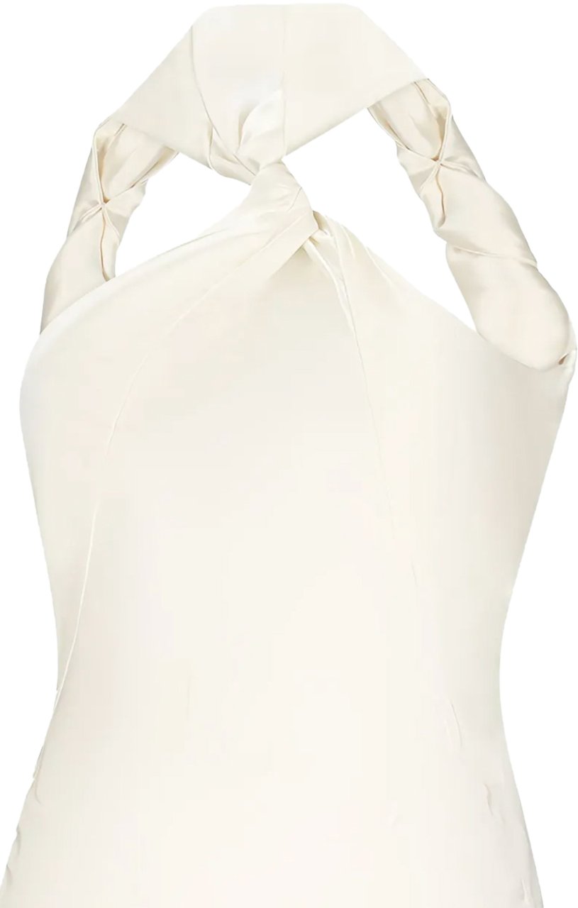 The Attico Midi Dress Satin Ivory Wit