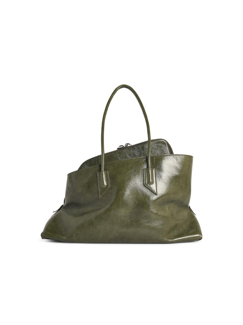 The Attico Medium 'La Passeggiata' Green Leather Bag Grijs
