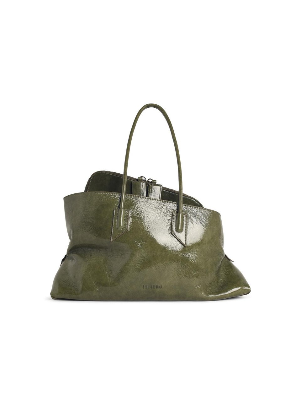 The Attico Medium 'La Passeggiata' Green Leather Bag Grijs