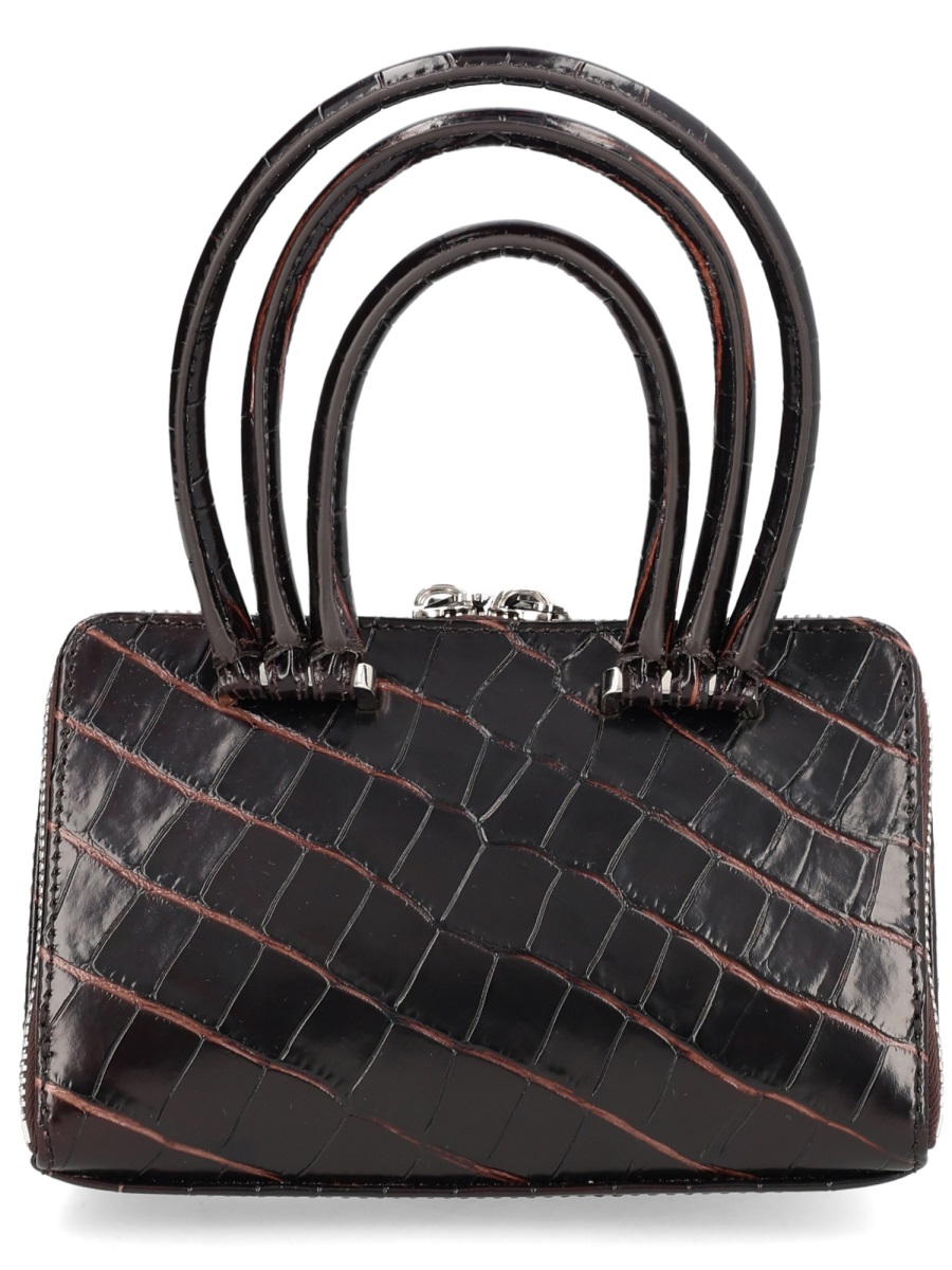 The Attico Mini Friday Crocodile Embossed Shoulder Bag Grijs