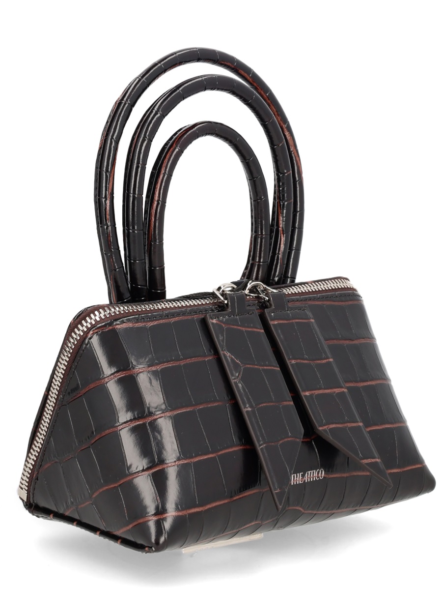 The Attico Mini Friday Crocodile Embossed Shoulder Bag Grijs