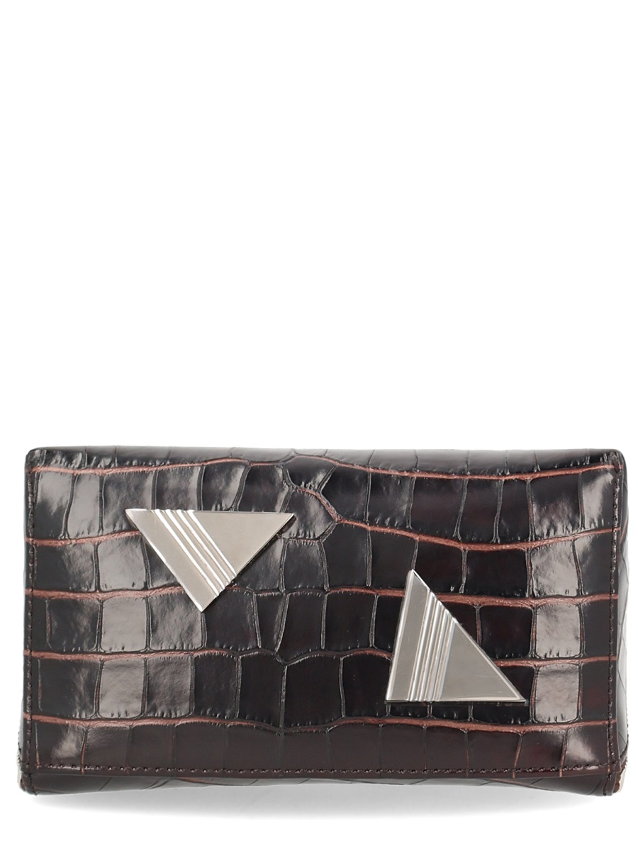 The Attico Mini Friday Crocodile Embossed Shoulder Bag Grijs